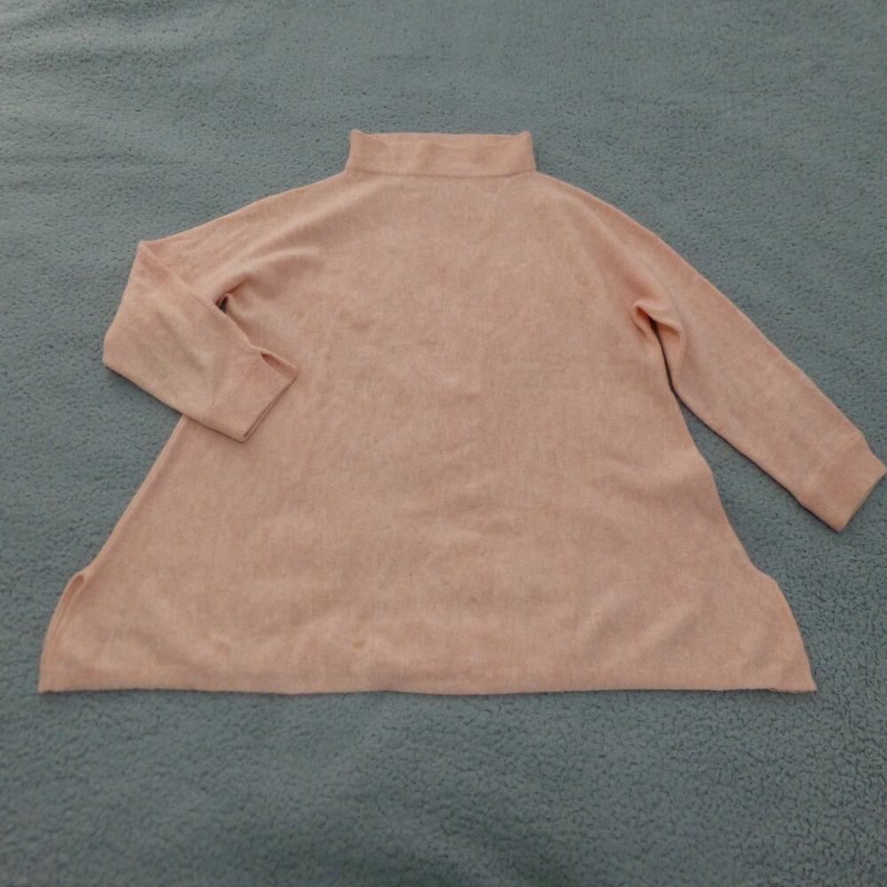 Cashmere Studio Sweater Womens Large Turtleneck Knit 3/4 Sleeve Pink Pullover
